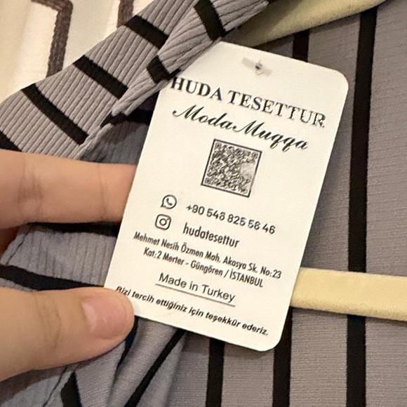 Huda Tesettur Striped Long Sleeve Dress - Picture 3 of 4